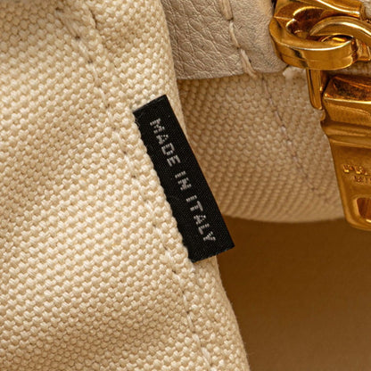 Prada Canapa M Handbag Tote Bag Bn1877 Ivory White Canvas