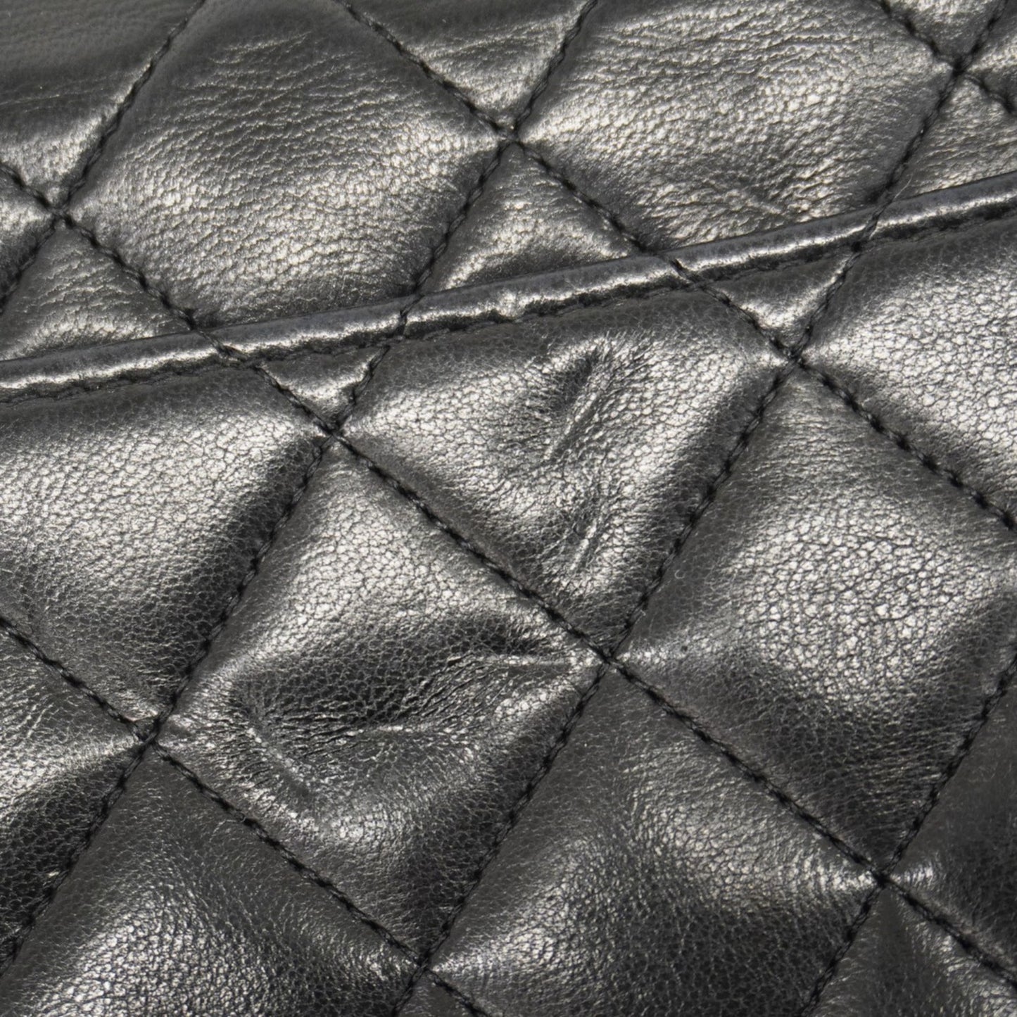 Chanel Shoulder Bag Matelasse W Chain Lambskin Black