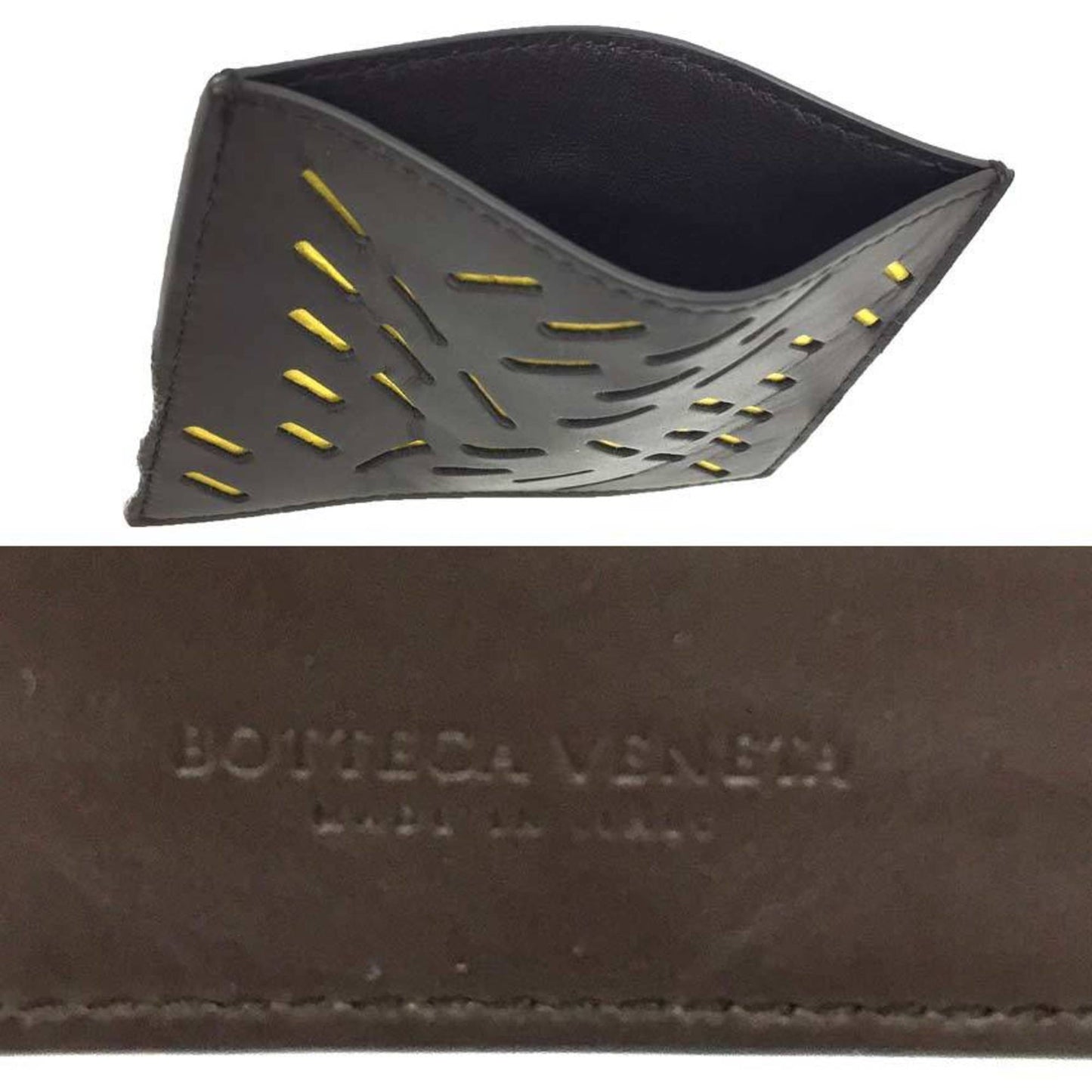 Bottega Veneta Business Card Holder Case Dark Brown Leather Bottega Wallet