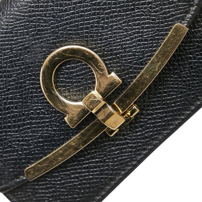 Salvatore Ferragamo Gancini Card Case In Black Leather