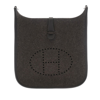 Hermes Evelyne 3 Pm Grimoire Chocolat Z Stamp (Circa 2021) Women'S Felt Swift Shoulder Bag