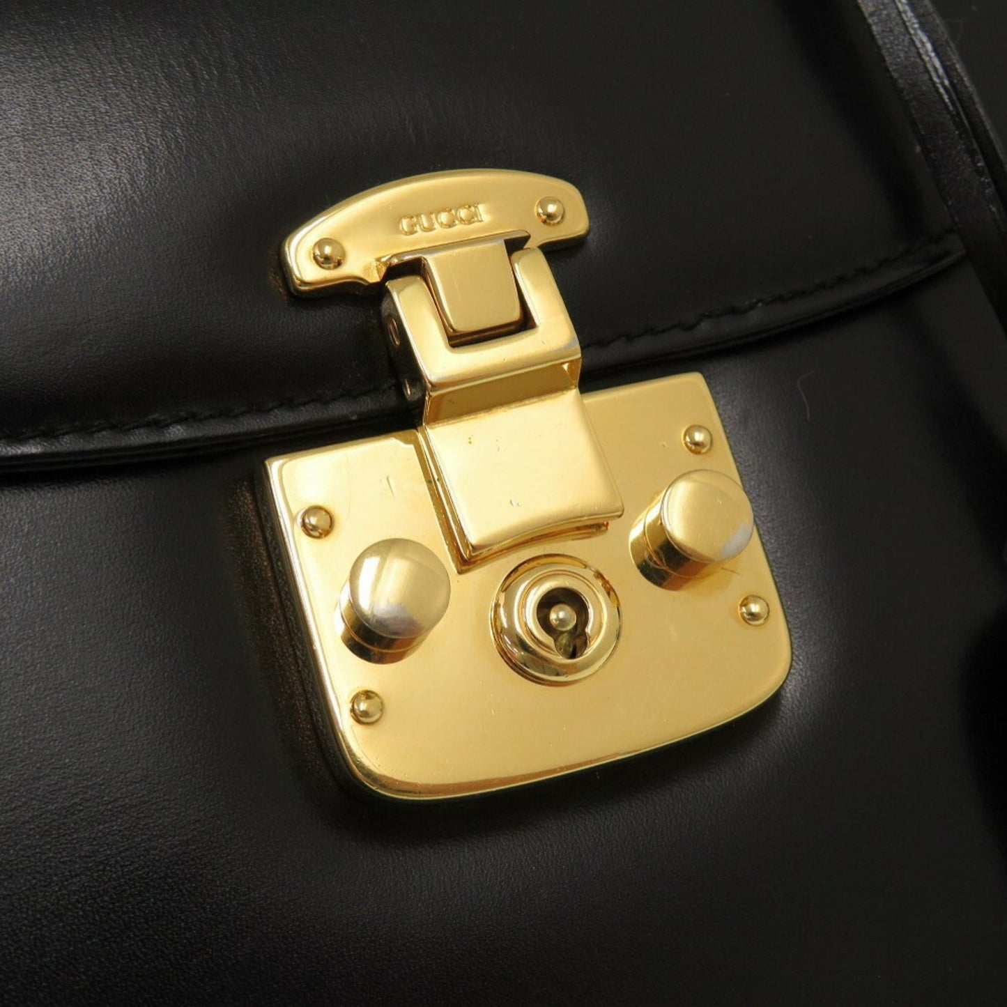 Gucci Ladylock Leather Black 000 46 0210 Handbag 0066 Gucci