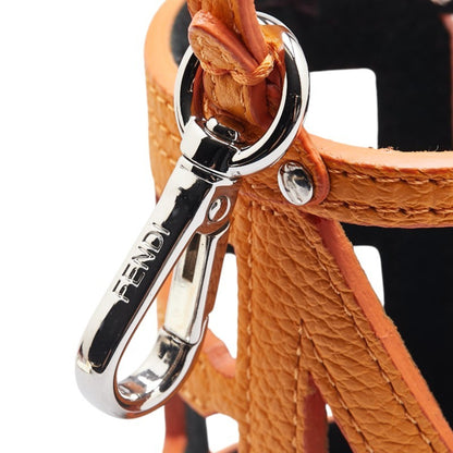Fendi Zucca Bucket Charm 7As158 Orange Brown Leather Canvas