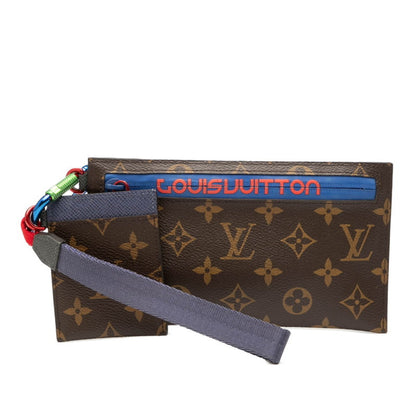 Louis Vuitton Monogram Pacific Ribbon Pouch Clutch Bag M63045 Brown Leather