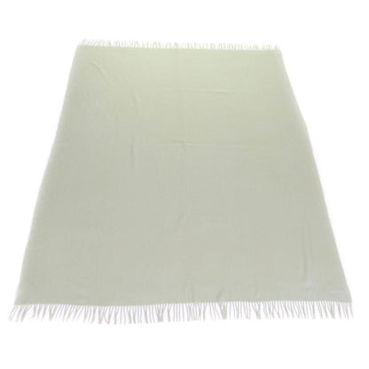 Hermes 100% Cashmere Stole/Shawl In Light Green With Embroidered Logo And Fringe