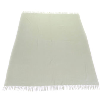 Hermes 100% Cashmere Stole/Shawl In Light Green With Embroidered Logo And Fringe