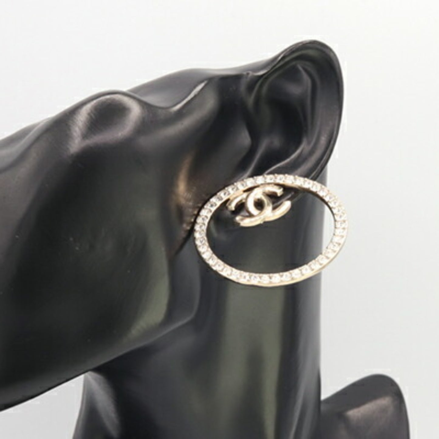 Chanel Single Earring Ab9086 Champagne Gold Metal Rhinestone B22 2022 Model Year Coco Mark