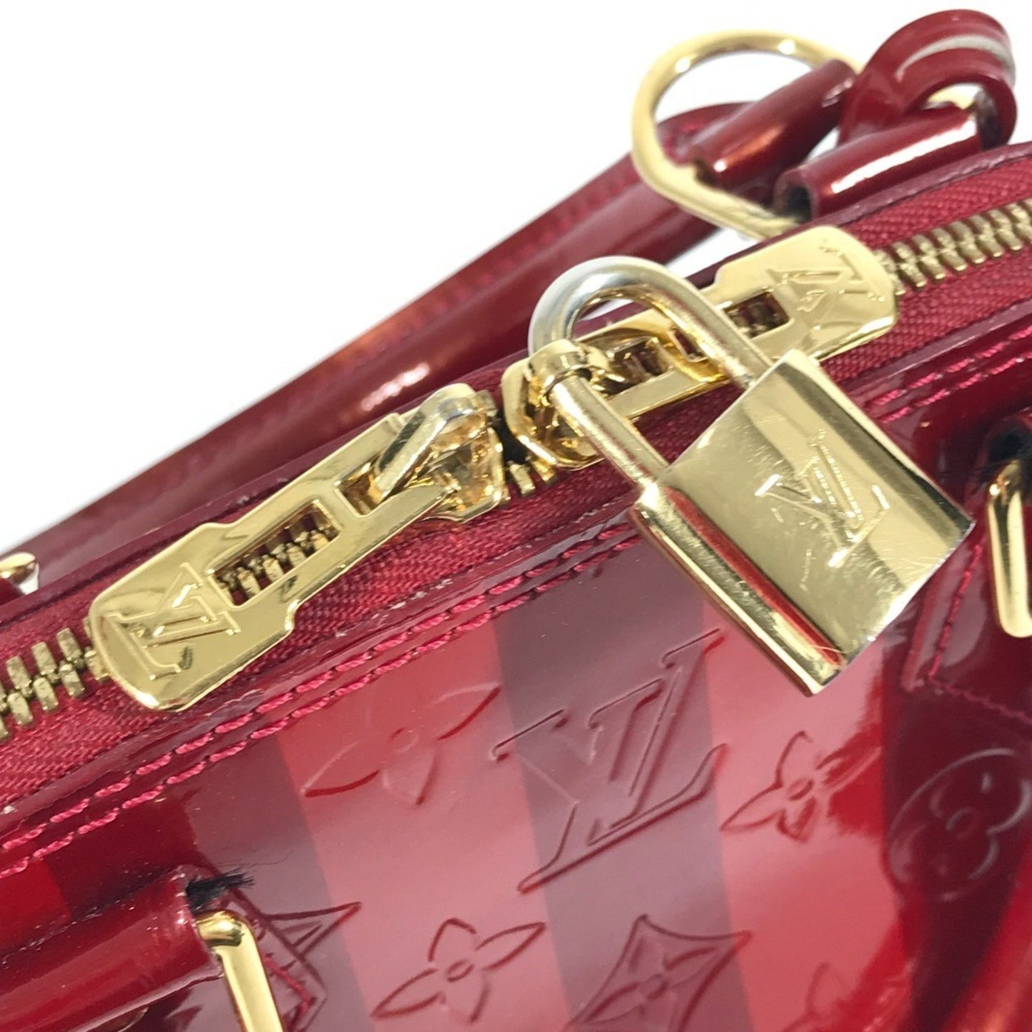 Louis Vuitton M91593 Vernis Rayeur Stripe Alma Bb 2-Way Shoulder Bag/Handbag In Patent Leather