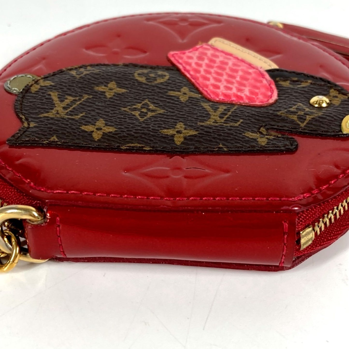 Louis Vuitton M91389 Monogram Vernis Porte-Monnaie Lapin Rabbit Animal Coin Purse Wallet Chain