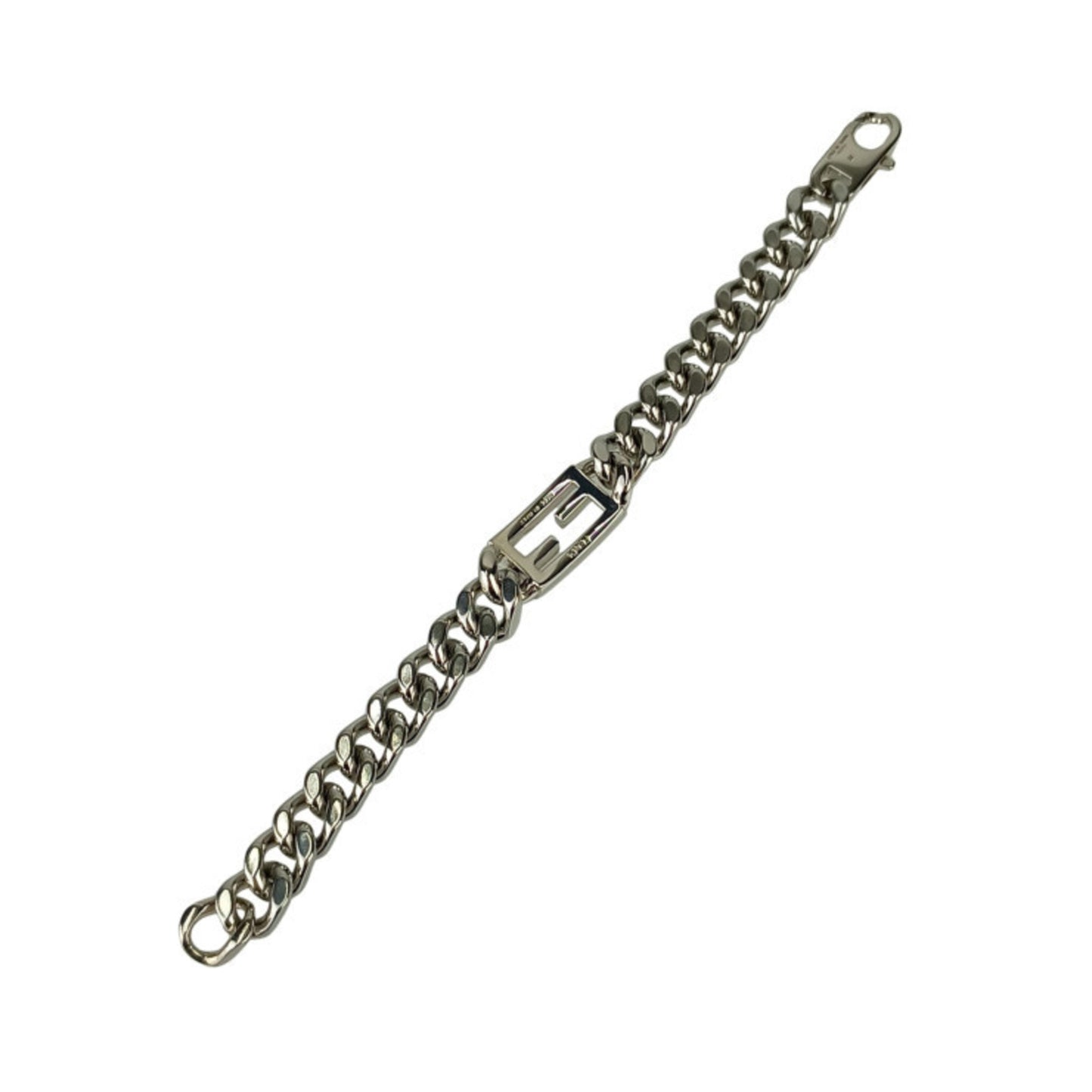 Fendi Ff Baguette Link Chain Bracelet In Silver Metal