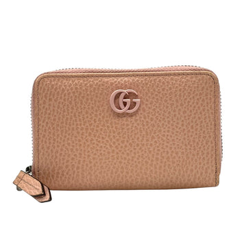 Gucci Business Card Case 644412 Leather Pink Beige Double G Marmont Wallet/Coin Compact Wallet Coin
