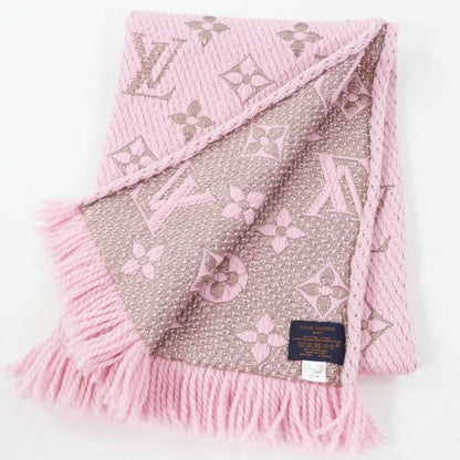 Louis Vuitton M70466 Echarpe Logomania Shine Wool And Silk Rose Ballerine Fringed Knit Scarf