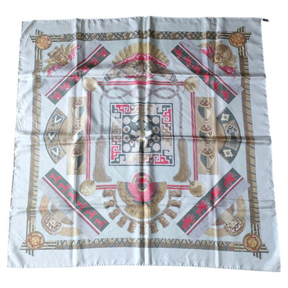 Hermes Huaca Piru Sacred Peru Carr 90 Large Silk Scarf/Muffler Multicolor