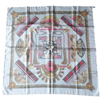 Hermes Huaca Piru Sacred Peru Carr 90 Large Silk Scarf/Muffler Multicolor