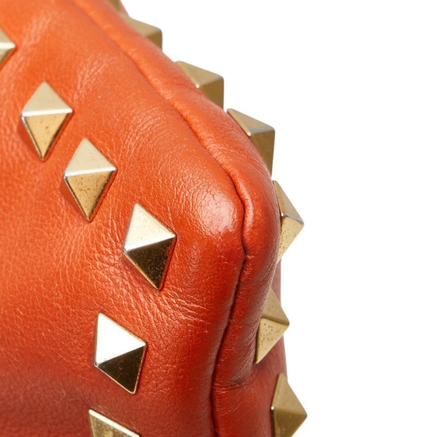Valentino Rockstud Clutch Bag/Second Bag In Orange Leather