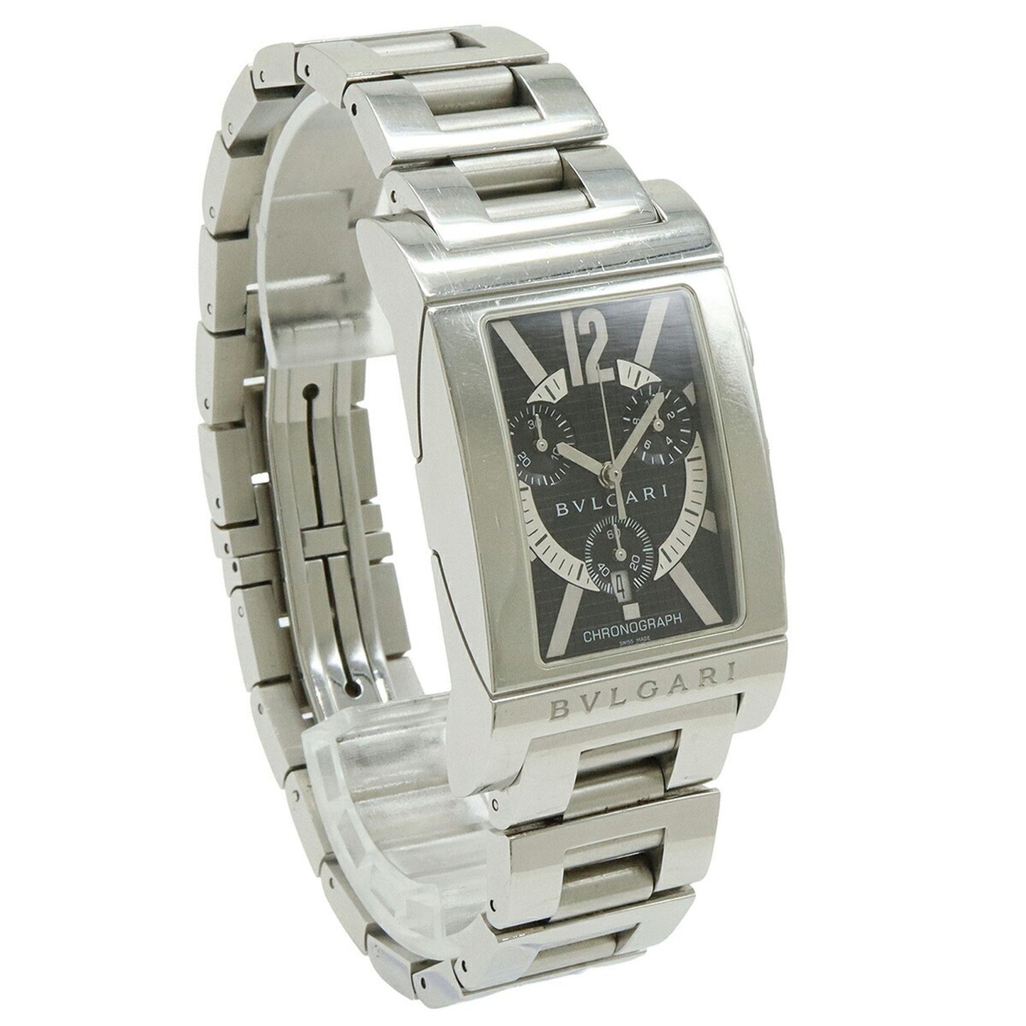 Bvlgari Rettangolo Black Dial Stainless Steel Quartz