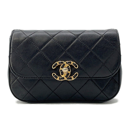 Chanel Waist Bag 19 Matelasse Coco Mark Leather Chanel Black