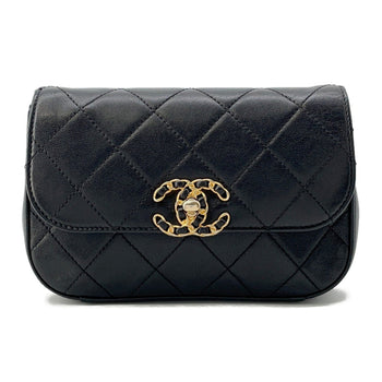 Chanel Waist Bag 19 Matelasse Coco Mark Leather Chanel Black