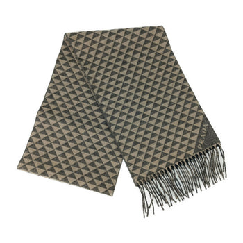Prada Scarf Double Symbole 2Fs056 Antracite Grey Noisette Beige Wool Cashmere