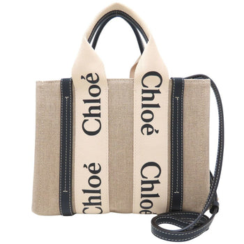 Chlo Chloe Woody Small Tote (Chc22As397I2691J) Handbag In Linen And Calfskin