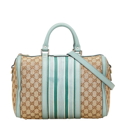 Gucci Gg Canvas Handbag/Shoulder Bag 2Way 247205 Beige Blue Leather