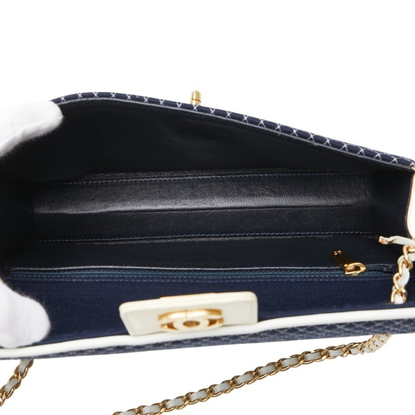 Chanel Coco Mark Quilted Chain Mini Shoulder Bag In Navy