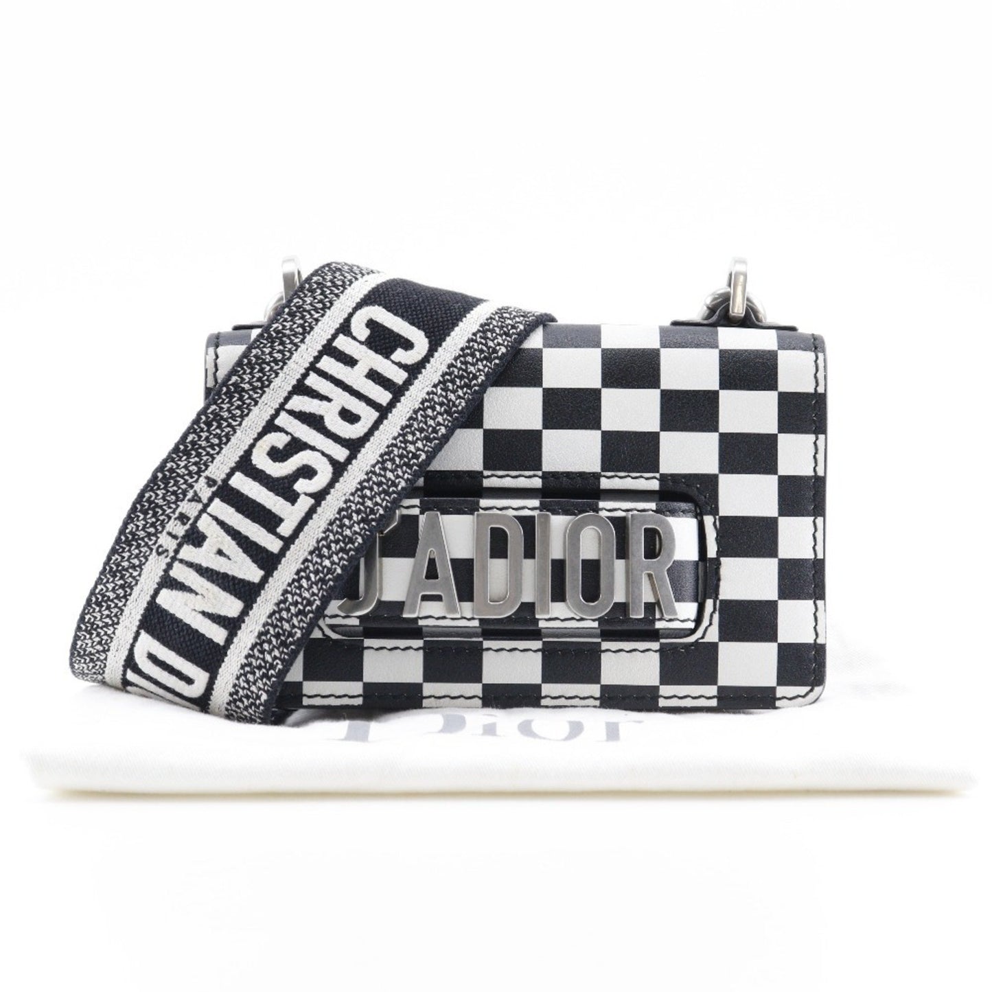 Christian Dior Jadior Shoulder Bag Clutch Calf Black/White 2Way Type