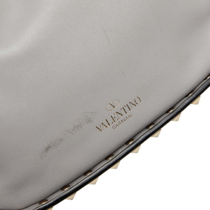 Valentino Rockstud Drawstring Shoulder Bag In Gray Leather