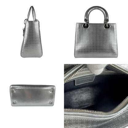 Christian Dior Handbag Shoulder Bag Lady Leather Silver