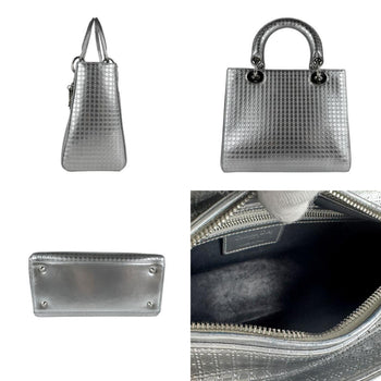 Christian Dior Handbag Shoulder Bag Lady Leather Silver