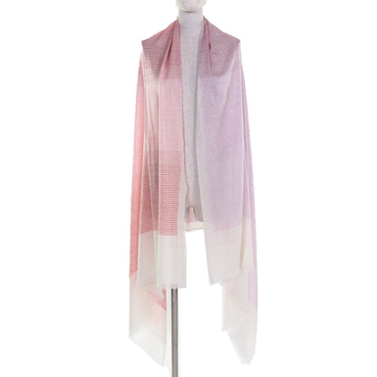 Hermes 100% Cashmere Multi-Stripe Mini Fringe Large Shawl/Stole In Multicolor