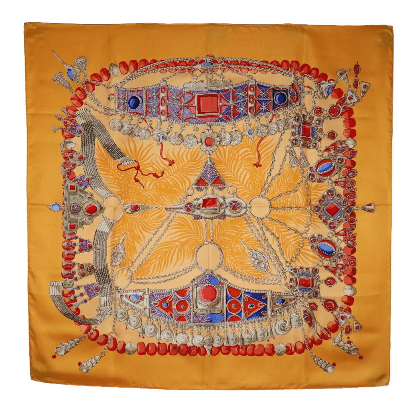 Hermes Hermes Carre 90 Scarf Terres Precieuses Silk Orange