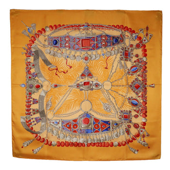 Hermes Hermes Carre 90 Scarf Terres Precieuses Silk Orange