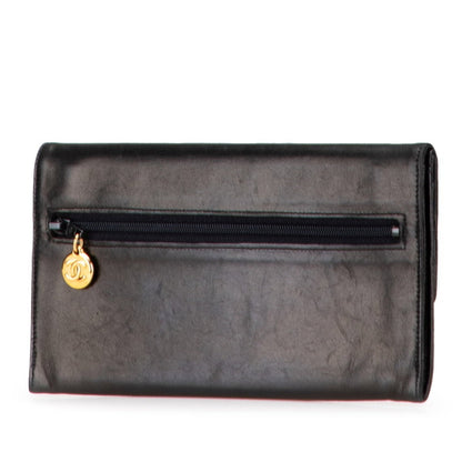 Chanel Coco Mark Long Wallet Black Leather