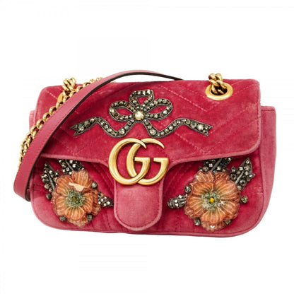 Gucci Gg Marmont Shoulder Bag 446744 Velvet Pink