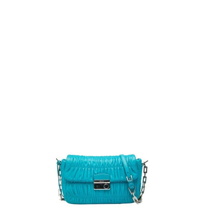 Prada Nappa Gaufre Chain Shoulder Bag Bt0939 Blue Leather