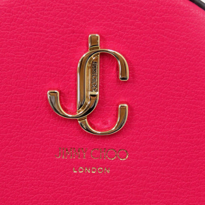 Unused Jimmy Choo Jaycee Round Coin Purse In Leather With Dragon Pink Design