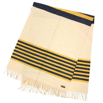 Hermes Hermes Cashmere Large Stole Shawl Ivory X Navy Yellow Blanket