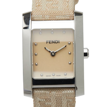 Fendi Horologi Classico Watch 7000L Quartz Movement Beige Dial Stainless Steel Leather