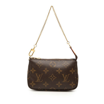 Louis Vuitton Monogram Mini Pochette Accessory Pouch Handbag M58009 Brown Leather