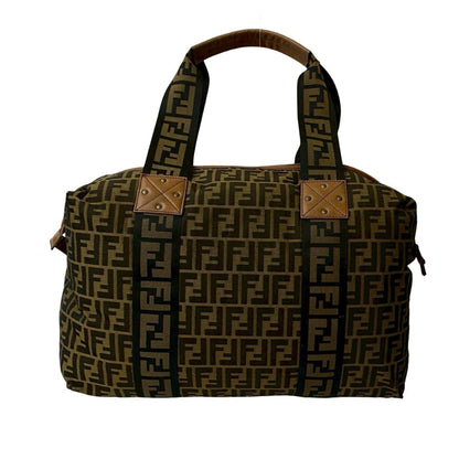 Fendi Zucca Ff Pattern Leather And Nylon Tote Bag/Boston Bag