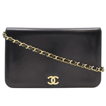 Chanel Chanel Chain Shoulder Bag Coco Mark Calf Black Snap Button Chainshoulder