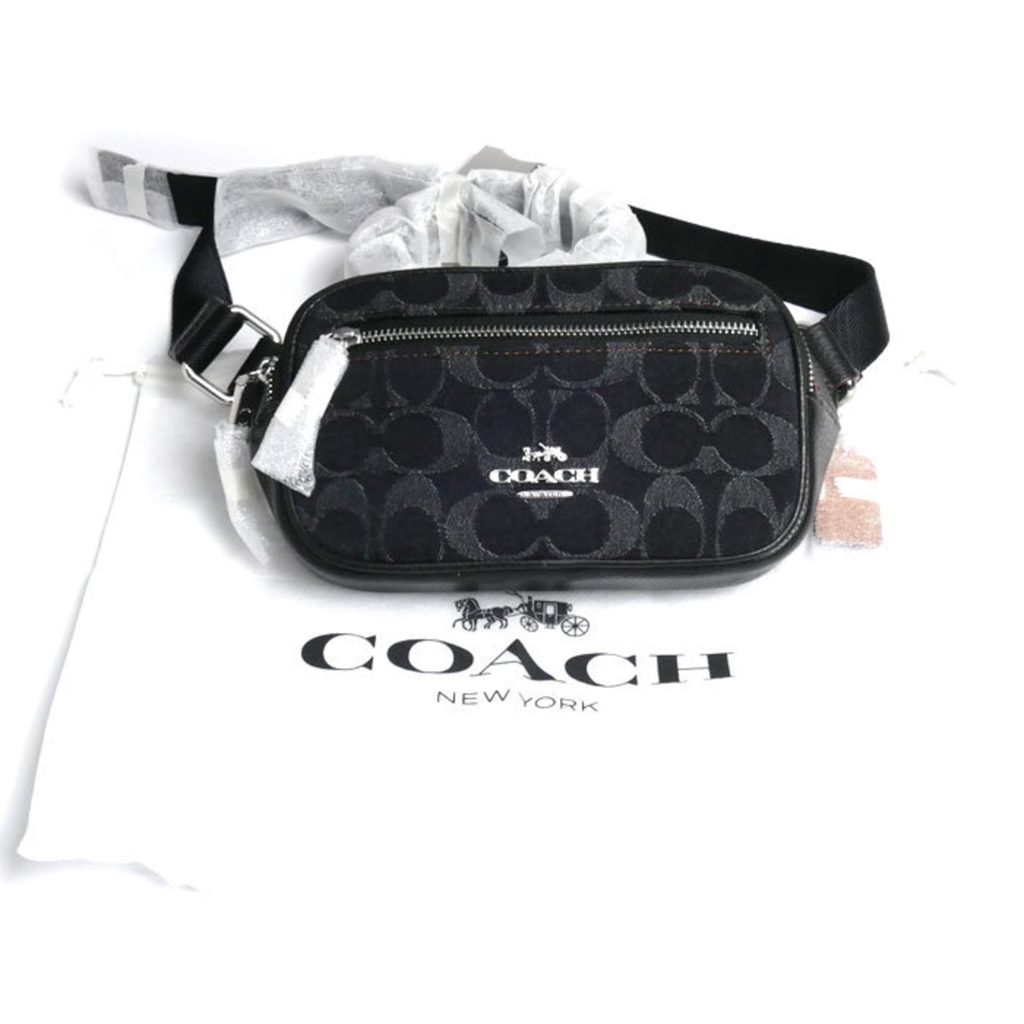 Coach Denim Leather Signature Mini Waist Bag Cq186 Sv/Bk
