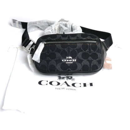 Coach Denim Leather Signature Mini Waist Bag Cq186 Sv/Bk