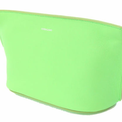 Salvatore Ferragamo Clutch Bag Size 24 1390 Light Green Leather Pouch
