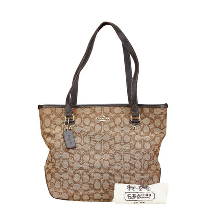 Coach Signature Handbag Tote Bag F58282 Brown Canvas