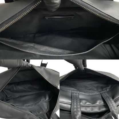 Bottega Veneta Intrecciato Leather Mini Boston Bag In Black