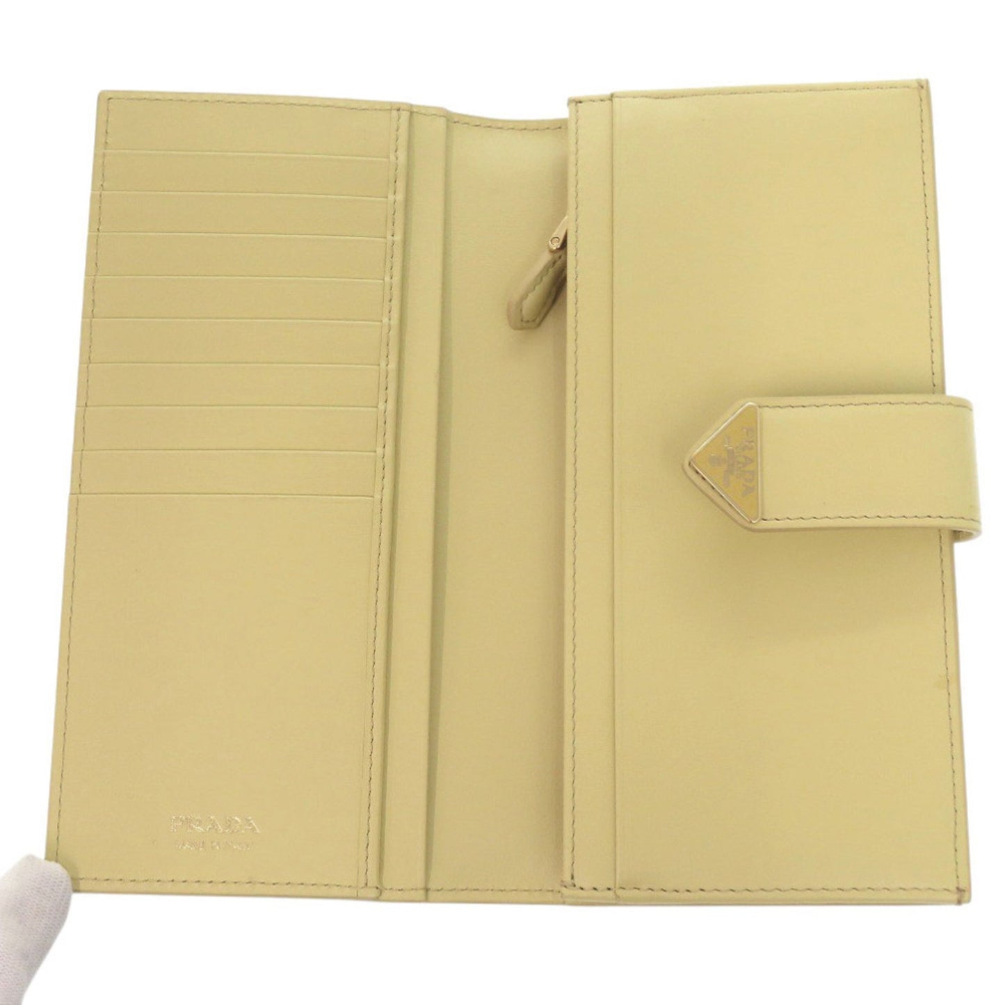 Prada 1Mv025 Triangle Logo Leather Yellow Long Wallet 0615 Prada