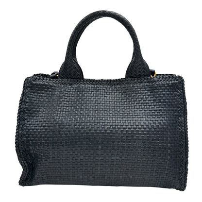 Prada 1Bg258 Shoulder Bag Madras Handbag Leather Navy