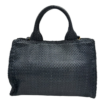 Prada 1Bg258 Shoulder Bag Madras Handbag Leather Navy